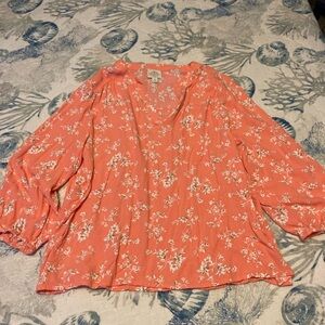 Floral Coral Blouse St. John’s size xtra large